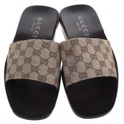 مملوكة مسبقًا Gucci Beige GG Canvas Sandals Size 42