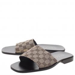 مملوكة مسبقًا Gucci Beige GG Canvas Sandals Size 42