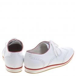 Gucci White Brogue Leather Lace Up Sneakers Size 41.5