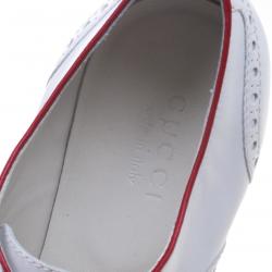 Gucci White Brogue Leather Lace Up Sneakers Size 41.5
