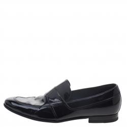 Pre Owned حذاء لوفرز غوتشي جلد أسود لامع مقاس 40