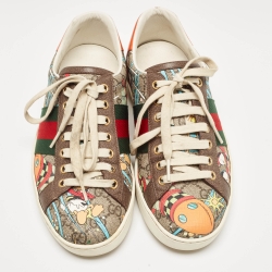 Gucci Multicolor Canvas and Leather Web Ace Sneakers Size 39.5 