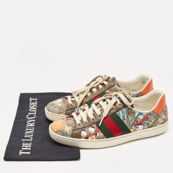 Gucci Multicolor Canvas and Leather Web Ace Sneakers Size 39.5 
