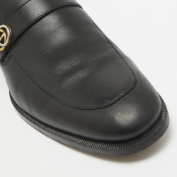 مملوكة مسبقًا Gucci Black Leather Interlocking G Loafers Size 41