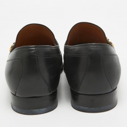 مملوكة مسبقًا Gucci Black Leather Interlocking G Loafers Size 41