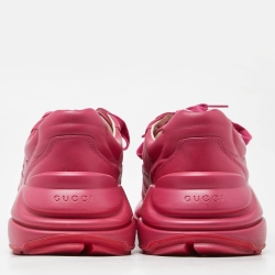 مملوكة مسبقًا Gucci Pink Leather Rhyton Low Top Sneakers Size 44