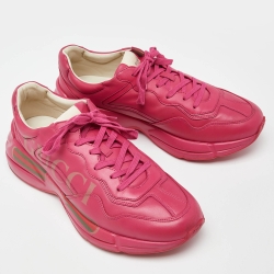 مملوكة مسبقًا Gucci Pink Leather Rhyton Low Top Sneakers Size 44
