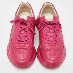 مملوكة مسبقًا Gucci Pink Leather Rhyton Low Top Sneakers Size 44