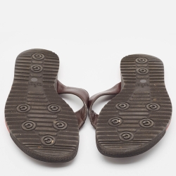 Pre Owned Gucci Brown Micro Guccissima Leather Web Thong Flip Flop Sandals Size 41