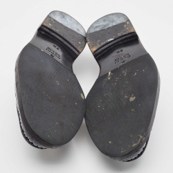 Pre Owned Gucci Black Patent Leather Horsebit Loafers Size 42.5