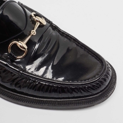 Pre Owned Gucci Black Patent Leather Horsebit Loafers Size 42.5