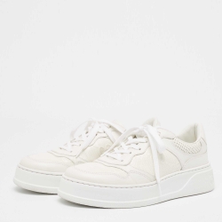 مملوكة مسبقًا Gucci White Jumbo GG Embossed Leather Low Top Sneakers Size 42