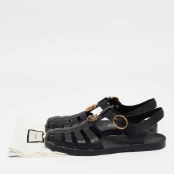 Pre Owned Gucci Black Rubber Buckle Strap Sandals Size 42