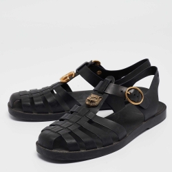 Pre Owned Gucci Black Rubber Buckle Strap Sandals Size 42