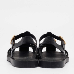 Pre Owned Gucci Black Rubber Buckle Strap Sandals Size 42