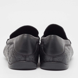مملوكة مسبقًا Gucci Black Guccissima Leather Penny Loafers Size 42.5