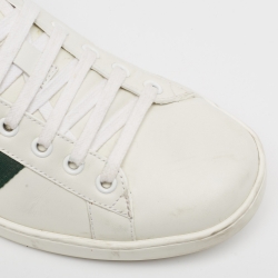 مملوكة مسبقًا Gucci White Leather Embroidered Bee Ace Sneakers Size 41