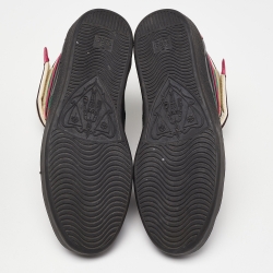 Pre Owned Gucci Black/Green Leather Stripe Ace High Top Sneakers Size 43