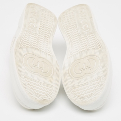 Pre Owned Gucci White Leather GG Low Top Sneakers  Size 43