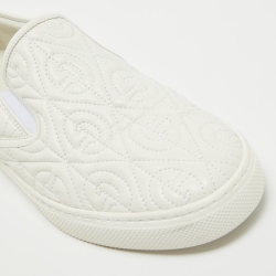 Pre Owned Gucci White Leather G Rhombus Slip On Sneakers Size 42