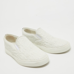 Pre Owned Gucci White Leather G Rhombus Slip On Sneakers Size 42