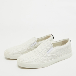 Pre Owned Gucci White Leather G Rhombus Slip On Sneakers Size 42