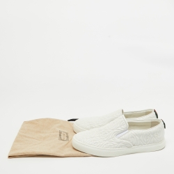 Pre Owned Gucci White Leather G Rhombus Slip On Sneakers Size 42