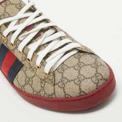 Gucci Beige GG Supreme Canvas Ace Sneakers Size 46.5