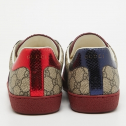 Gucci Beige GG Supreme Canvas Ace Sneakers Size 46.5