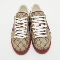 Gucci Beige GG Supreme Canvas Ace Sneakers Size 46.5
