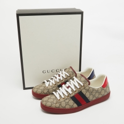 Gucci Beige GG Supreme Canvas Ace Sneakers Size 46.5