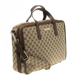 Gucci Brown/Beige GG Canvas Briefcase