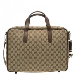 Gucci Brown/Beige GG Canvas Briefcase