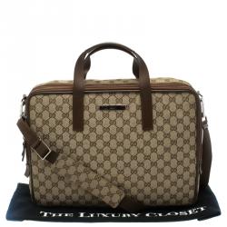 Gucci Brown/Beige GG Canvas Briefcase