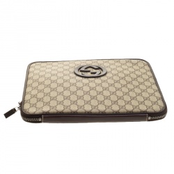 Gucci Beige GG Supreme Canvas Interlocking GG Netbook Case