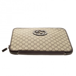 Gucci Beige GG Supreme Canvas Interlocking GG Netbook Case