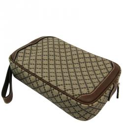 مملوكة مسبقًا Gucci Beige/Brown Diamante Canvas Clutch Bag