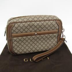مملوكة مسبقًا Gucci Beige/Brown Diamante Canvas Clutch Bag