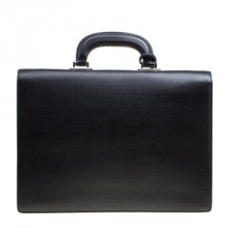 Gucci Black Textured Leather Double Gusset Briefcase 