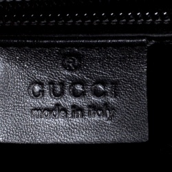 Gucci Black Textured Leather Double Gusset Briefcase 