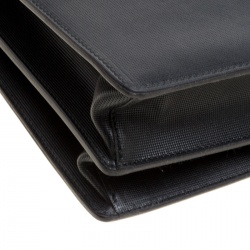 Gucci Black Textured Leather Double Gusset Briefcase 