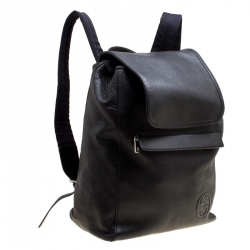 مملوكة مسبقًا Gucci Black Pebbled Leather Backpack Bag