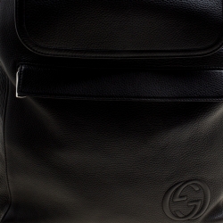 مملوكة مسبقًا Gucci Black Pebbled Leather Backpack Bag