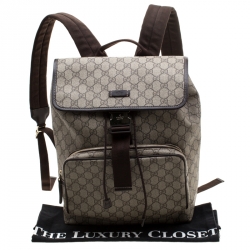Gucci Beige/Brown GG Canvas and Leather Medium Flaptop Backpack