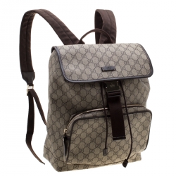 Gucci Beige/Brown GG Canvas and Leather Medium Flaptop Backpack