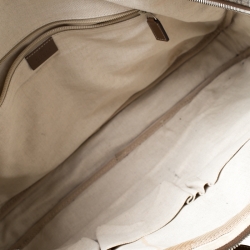 Gucci Beige/Tan Diamante Canvas and Leather Zip Pocket Briefcase
