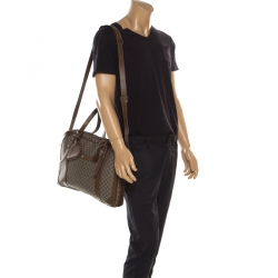 Gucci Beige/Tan Diamante Canvas and Leather Zip Pocket Briefcase