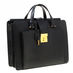 Gucci Black Leather Document Briefcase