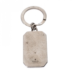 مملوكة مسبقًا Gucci Grey Leather Guccissima Silver Tone Keyring