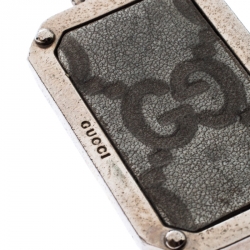 مملوكة مسبقًا Gucci Grey Leather Guccissima Silver Tone Keyring